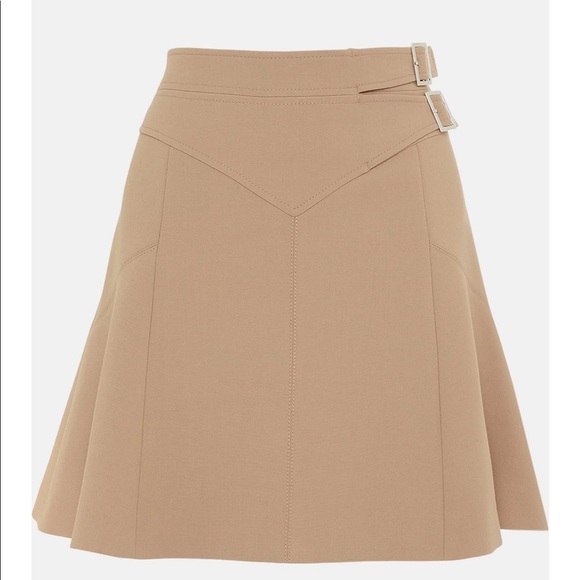 Karen Millen Camel Compact Stretch Buckle Detail A Line Full Skirt Size 8US - Picture 3 of 14